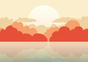 Abstract minimal hand drawn landscape background vector
