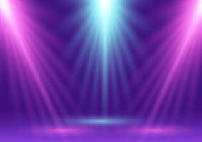Abstract display background with blue and pink spotlights shining down vector