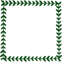 A square green leaf border frame with a transparent background. The leaves are stylized and have a simple, flat design. Perfect for adding a natural touch to your projects png