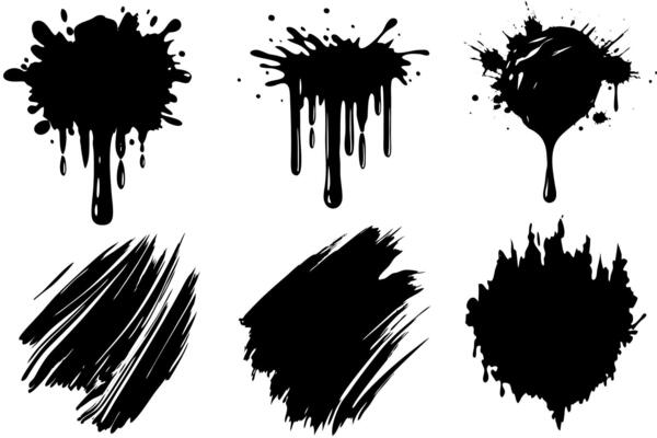 black and white brush strokes