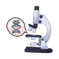 illustration of Microscope Examining DNA Strands vector