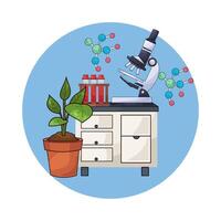 Microscope Resting On Table vector
