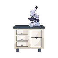 illustration of Microscope On Laboratory Table vector