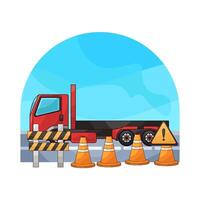 Flatbed truck Down the Long Road illustration vector