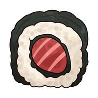 illustration of sushi roll with tuna vector
