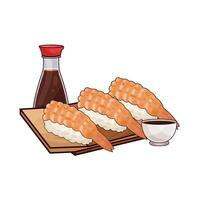 Shrimp Sushi with soy sauce vector
