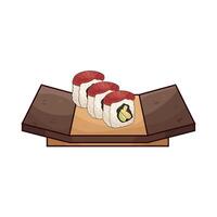 Sushi roll filled with tuna vector