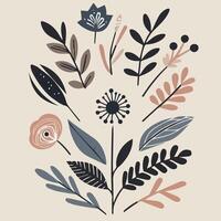A hand drawn abstract seamless pattern wildflower flat icon Spring floral design vector