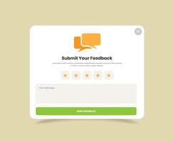 Minimalist user feedback collection ui popup kit design with text box and star rating vector