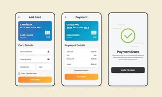 Card and payment management finance or banking app ui design vector