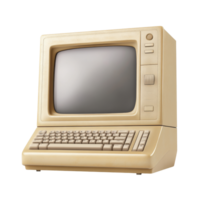 w Front vieof vintage beige retro computer wiboard. Retro style persoth CRT monitor and classic keynal computer. Nostalgia concept for early computer technology png