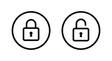 Lock and unlock icon on circle line. Padlock sign symbol vector