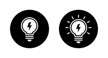 Light bulb with lightning icon on black circle. Lamp with flash concept vector