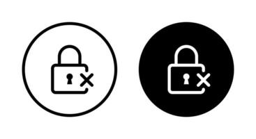 Lock with cross mark icon on black circle. Padlock and x symbol vector