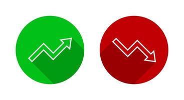 Upward and downward zigzag arrow line icon with long shadow vector