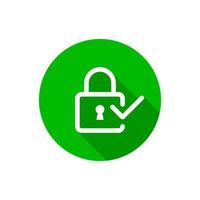 Padlock with tick icon with long shadow vector
