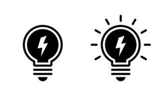 Light bulb with lightning icon. Lamp with flash concept vector