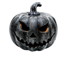 Halloween pumpkin, on transparent background. Featuring spooky carved face. Unique Jack O Lantern, cut out. png
