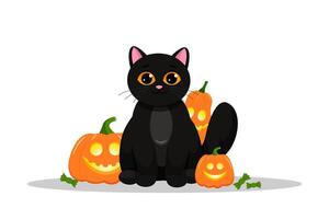 Halloween cat background in flat design on a white background vector