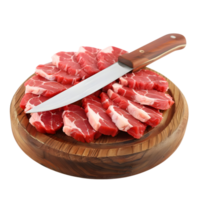 Sliced Raw Meat on Plate Isolated on Transparent Background png