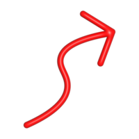 3d curly red arrow icon isolated on transparent background, design element png