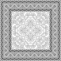 square black contour border, frame, Pompeii. Rectangle Neopolitan ornament. Art of Ancient Rome. Template for stained glass vector