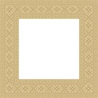 golden square belarusian national ornament frame. Ethnic pattern rectangle of Slavic peoples, Russian, Ukrainian, Serb, Pole, Bulgarian. Cross stitch template vector