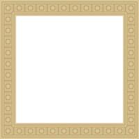 golden square Egyptian ornament. Rectangle, frame, ancient Egypt.Pattern of lotus flowers and sun vector