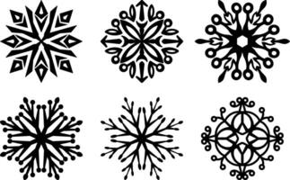 Snowflake set icon Christmas winter emblem Xmas design vector