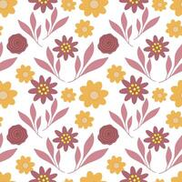 Boho flower leaf seamless pattern Colored background vector