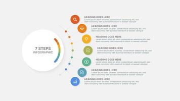 Modern Circular Round Infographic Design Template with 7 Data Points vector