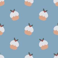 Seamless pattern with Christmas cake. Flat background. Christmas design. Creative texture for fabric, wrapping, textile, wallpaper, apparel. vector
