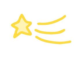 Yellow shooting star and trail icon on white background. celestial symbol, simple design, astronomy, decorative element. Icon, print. vector