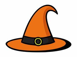 Witch hat isolated on a white background. Wizard pointed hat. Concept of Witchcraft Accessory, Magical Costume Element, Halloween Illustration. Print, design element. vector