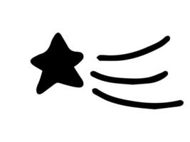 Hand-drawn black silhouette of a shooting star isolated on a white background. Concept of wishes, celestial events, and astronomy. Icon, print, design element. vector