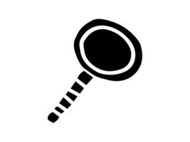 Hand-drawn black silhouette of a magnifying glass isolated on a white background. Concept of search, discovery, investigation, research, exploration, focus, observation. Icon, print, design element. vector