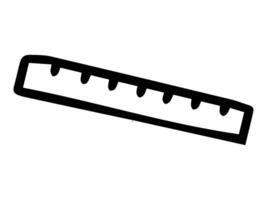 Black outline of a measuring ruler on a white background. Concept of tools, measurement, minimalist style, school supplies. Print, icon, design element. vector