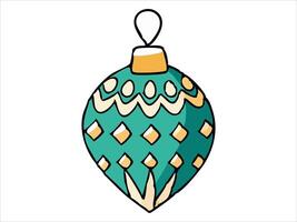 Festive Christmas ornament illustration in teal and gold. Concept of holiday decor, seasonal decoration, minimalist style, festive artwork. Print, icon, design element. vector