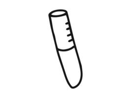 Black and white outline test tube illustration for science lab, chemistry, education, minimalist style. Concept of Laboratory Equipment and Educational Tool. Icon, Print, Design Element vector