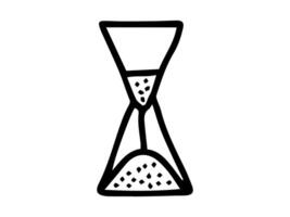 Black outline of hourglass icon isolated on white background. Concept of time management, minimalist design, countdown, symbolic illustration. Symbol, print, design element. vector