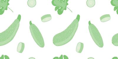 zucchini flat seamless pattern. Zucchini slices seamless pattern on white background vector