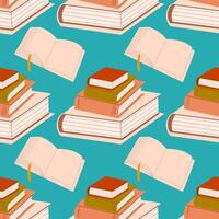 Open and closed books seamless pattern. Education background for printing in typography vector
