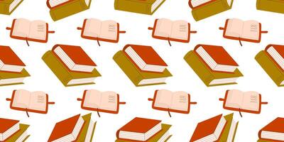Seamless pattern with open and closed books. Educational background vector