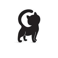Silhouette of a black cat isolated on a white background. Logo of cute cat. vector