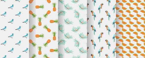 Set of seamless summer patterns vector