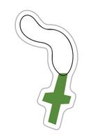 Cross on a string sticker for Halloween. Color flat illustration. vector