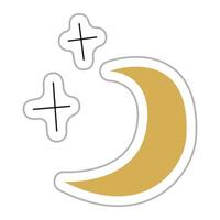 Sticker with crescent and stars for Halloween. Color flat illustration. vector