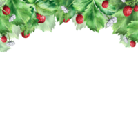 Frame with ripe red strawberries and green leaves. An illustration highlighted on a white background png