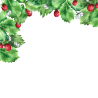 Frame with ripe red strawberries and green leaves. An illustration highlighted on a white background png