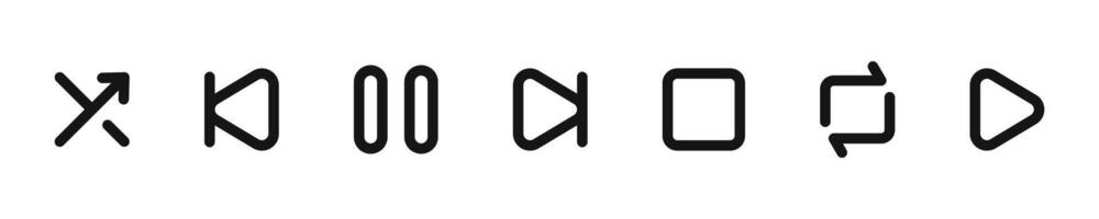 Set of Media player icons. Music, interface, design media player buttons collection. Audio player button Illustration. Media music player buttons. vector